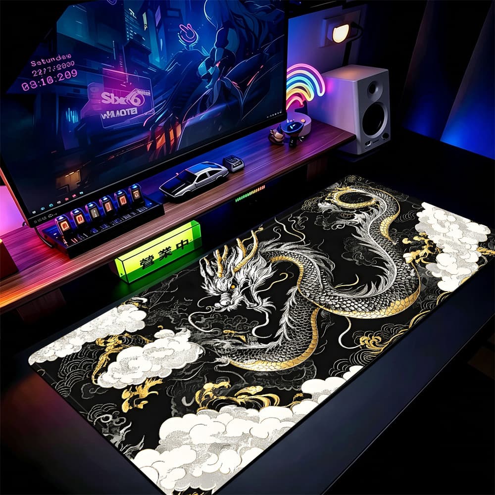 Grande Jogo Mouse Pad Antiderrapante 80X30 CM Impressões Personalizadas Mousepad Borda Costurada Legal Dragão KK