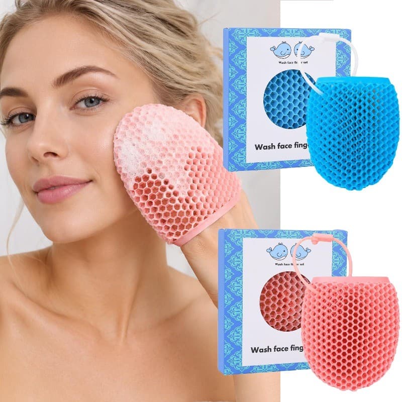 [BR] Toucas De Banho Esfoliantes Em Favo De Mel-Luva Para Cuidados Com A Pele Respirável De Silicone-Escova De Limpeza E