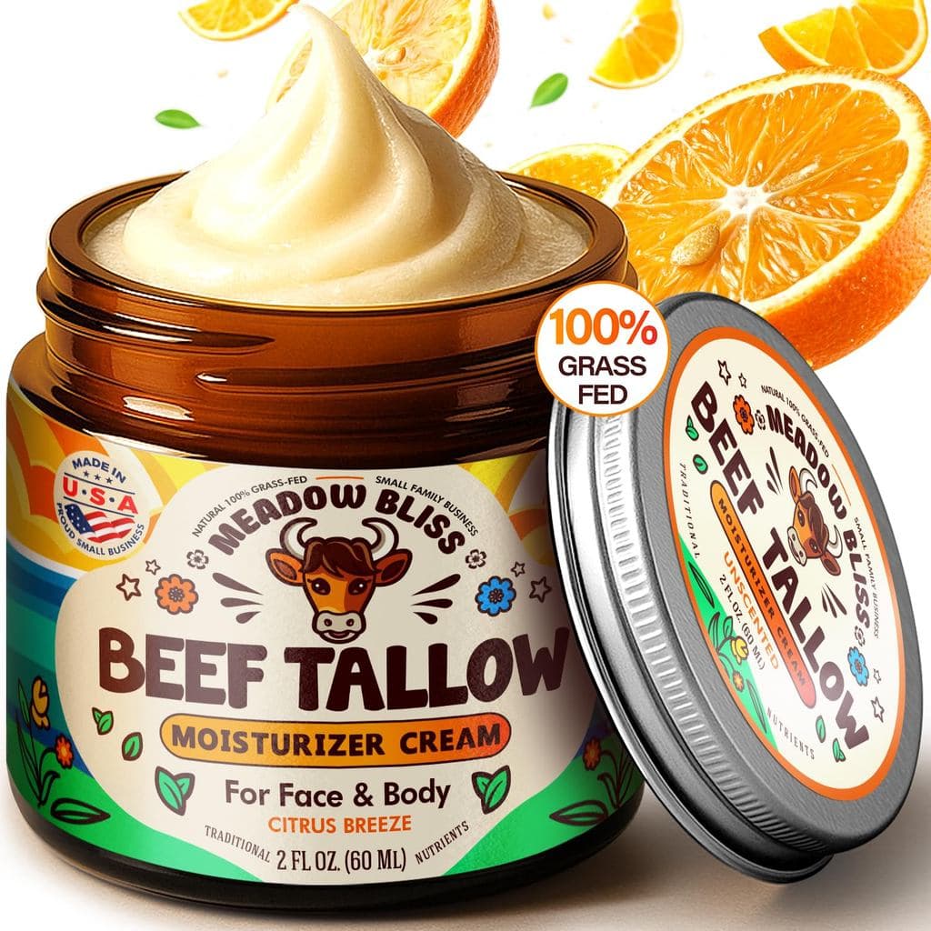 Sebo de Boi para - Hidratante - 100% de Animais Alimentados a Pasto - Sebo de Boi Batido - Óleo de Jojoba Orgânico - Man