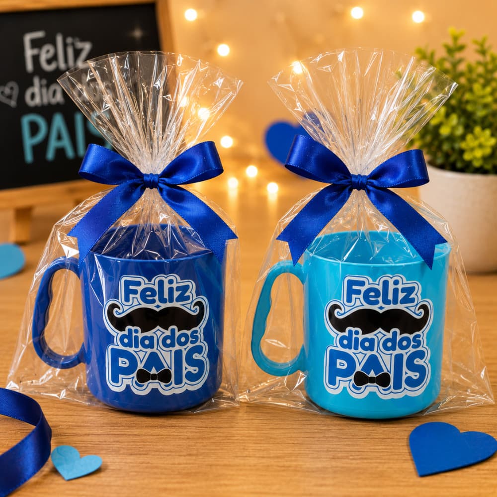 Kit 10-20-30 Canecas de Plástico Adesivadas Feliz Dia Dos Pais Para Lembrancinha de Escola eventos