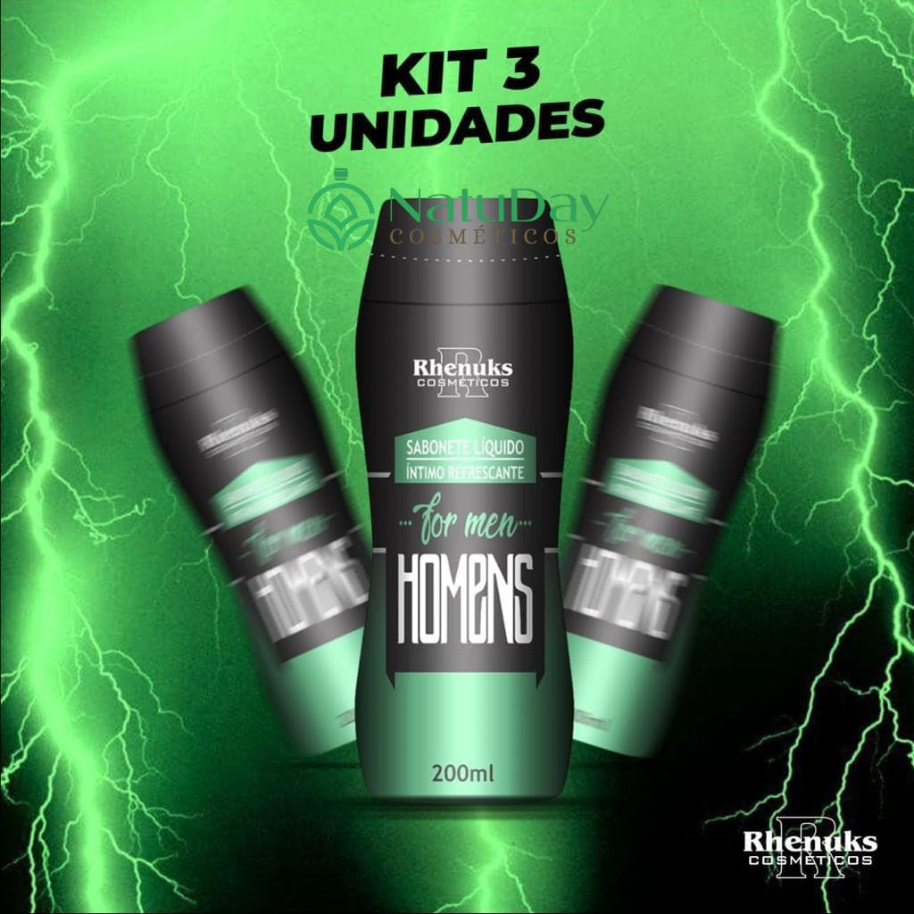 SABONETE LIQUIDO INTIMO FOR MEN RHENUKS - KIT COM 3 UNIDADES
