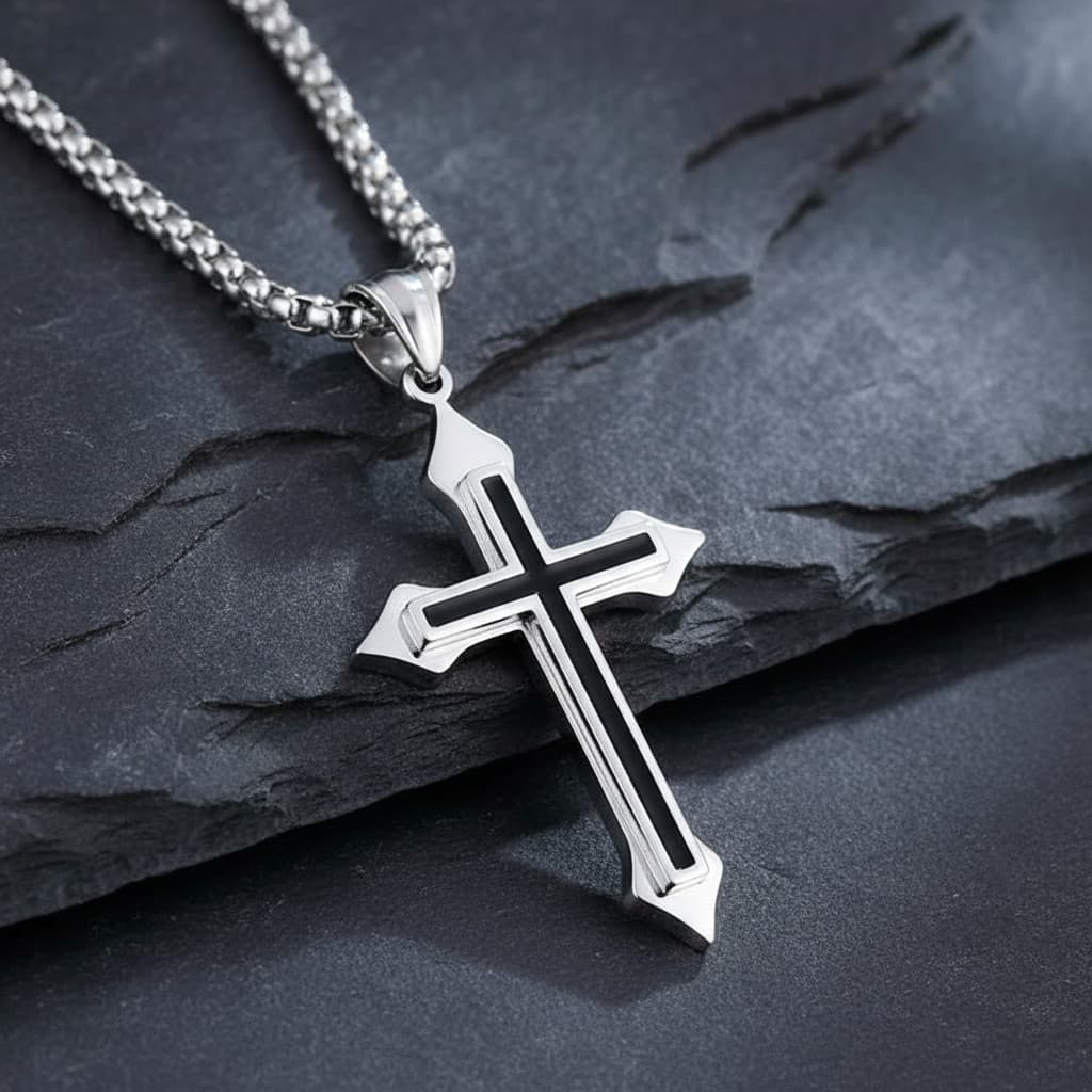 Colar Clássico De Titânio Cruzado Personalizado Para Uso Diário Masculino E Feminino