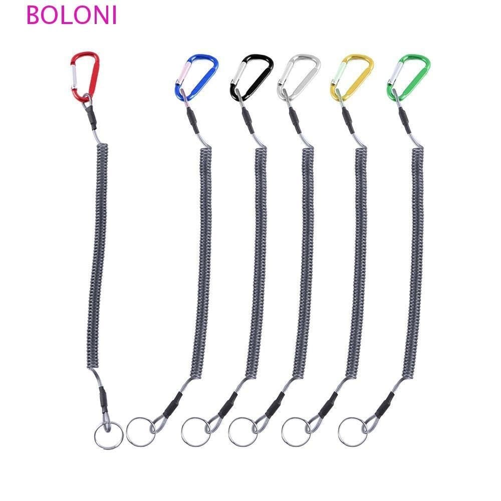 Chaveiro de corda retrátil, acessório flexível, uso marítimo, anti-perda, retrátil, fio de aço elástico, mosquetão.