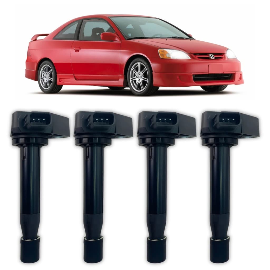 Kit 4 Bobina Ignição Honda Civic 1.7 16V 2000/2005 3 Pinos