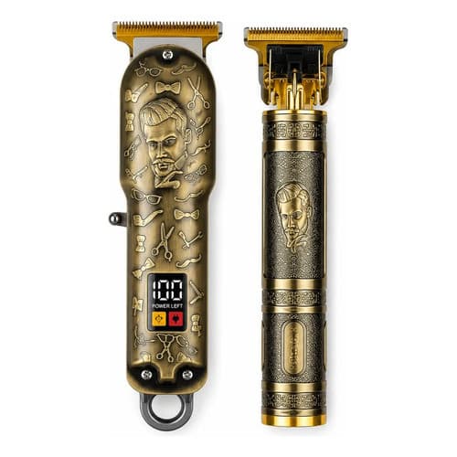 Kit 2 Máquinas De Cortar Cabelo Barba Profissional Com Visor Led H'maston Corte Sem Fio