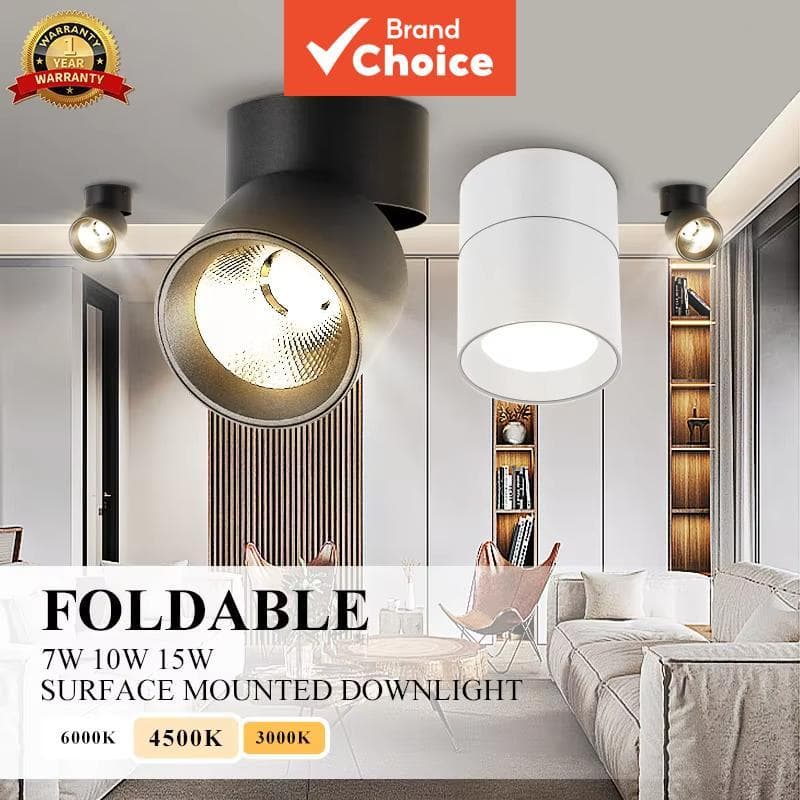 Luzes LED dobráveis COB 3 cores, luminária de teto/passagem/banheiro/cozinha/quarto, luminária de embutir 7W-15W
