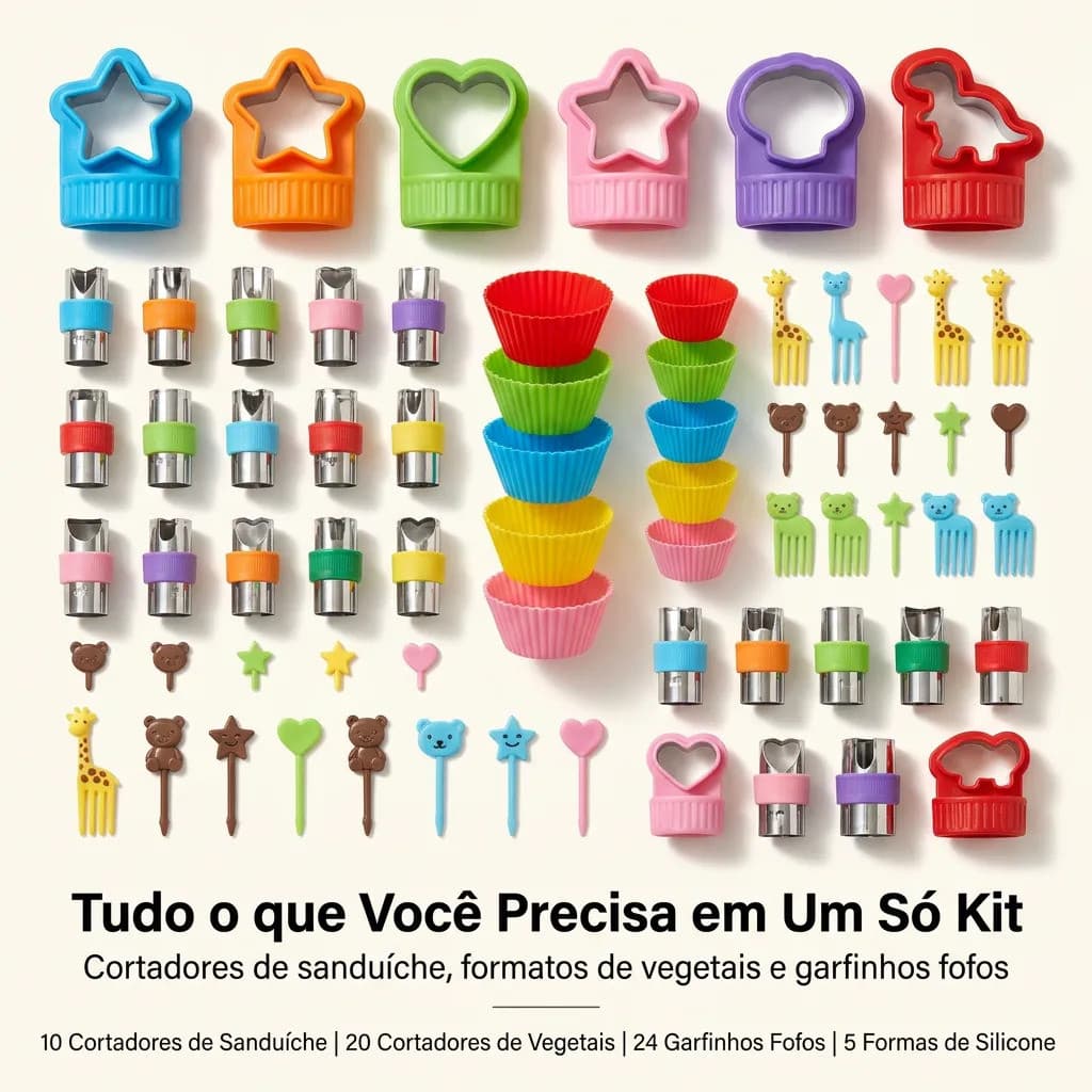 Kit 59 Moldes Para Cortar Sanduíche Infantil Pão Frutas