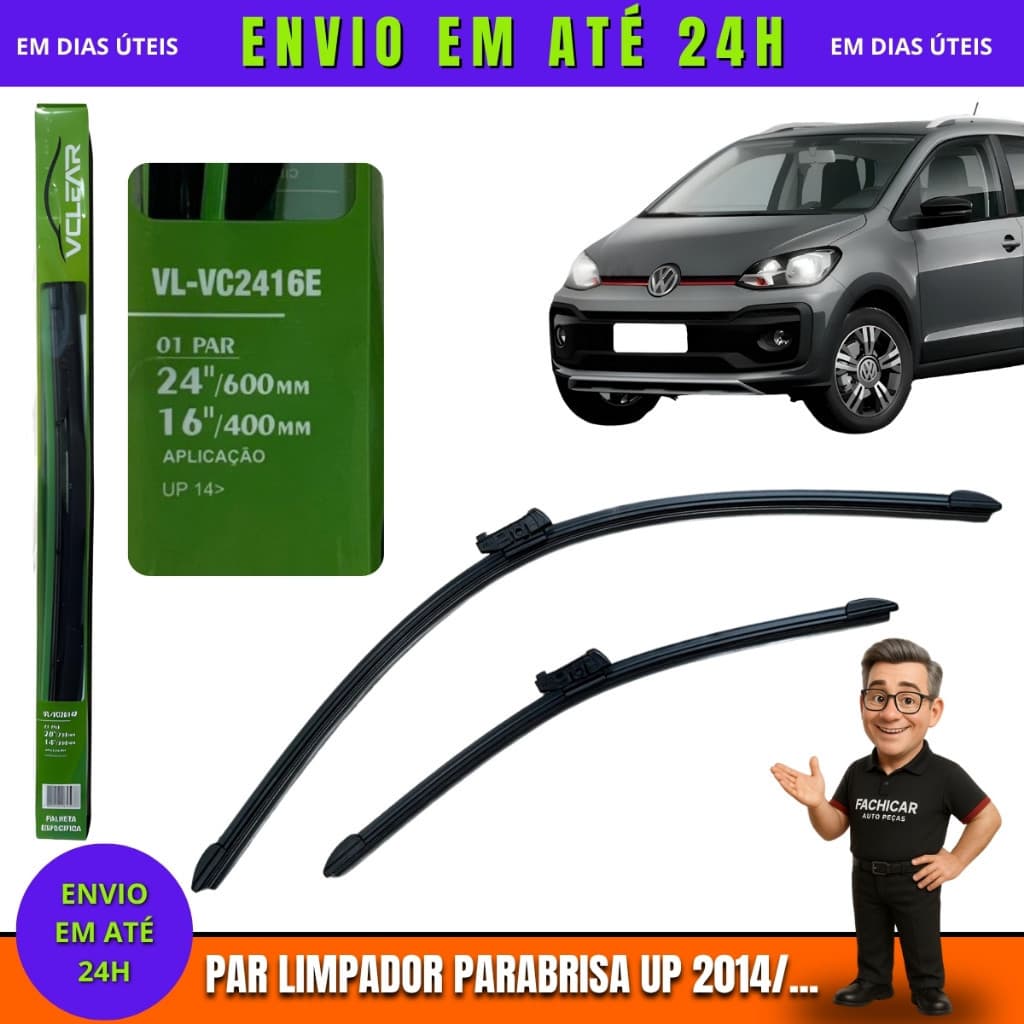 Par Palheta limpador Parabrisa VolksWagen Up 2014/...