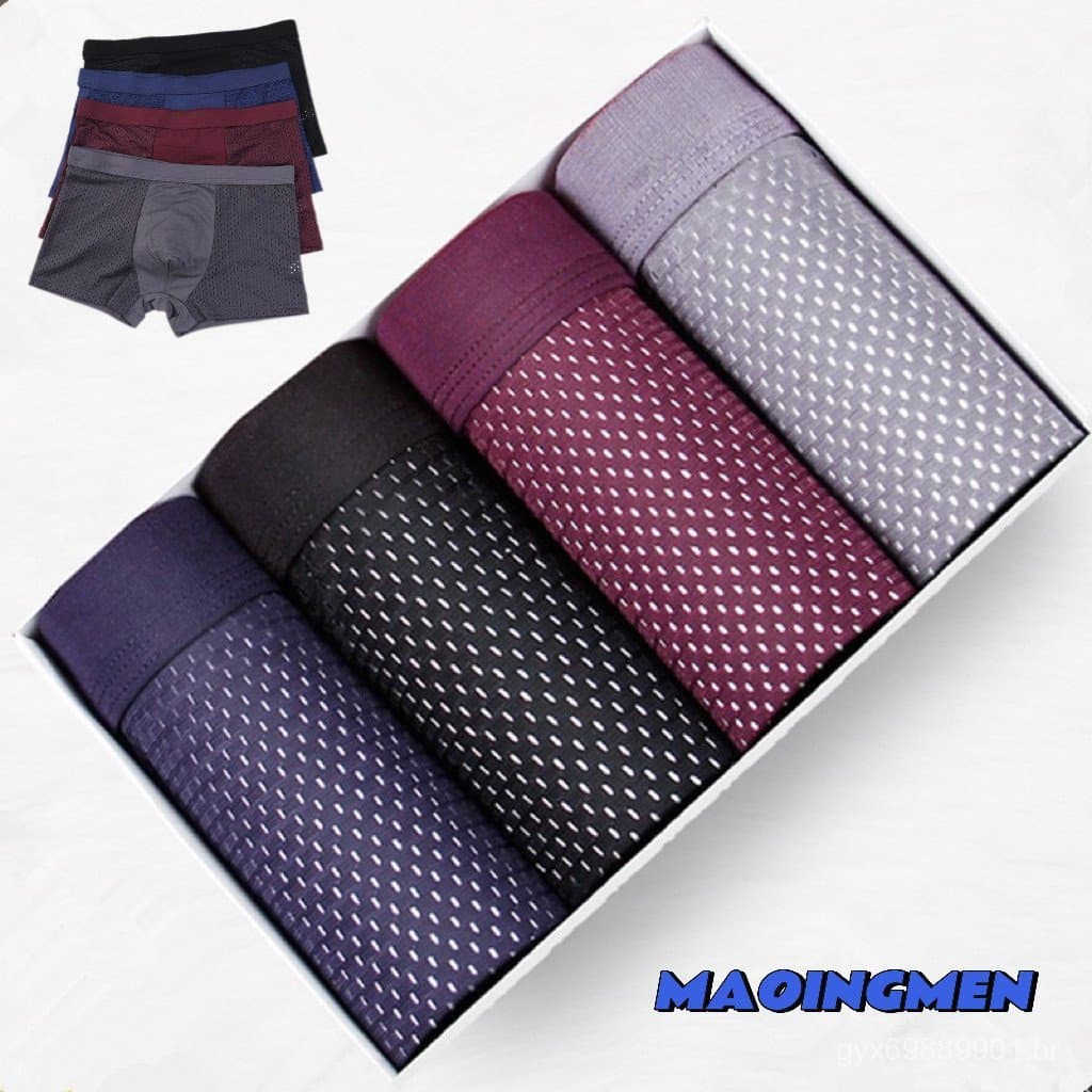 Pacote com 4 Cuecas Masculinas de Modal de Bambu [MAOINGMEN] Cuecas Masculinas de Malha Oca de Modal de Bambu