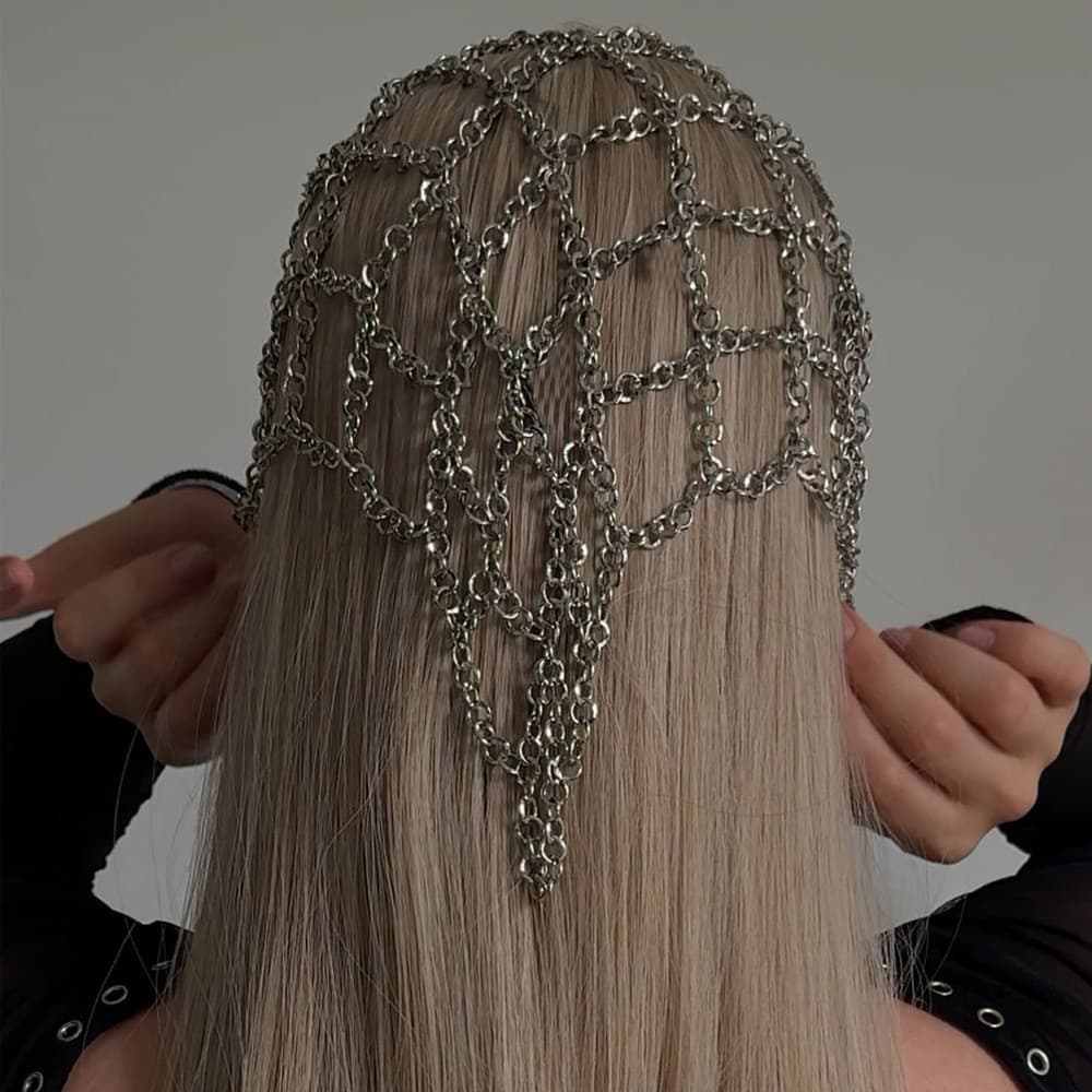 Acessório de cabelo metálico vazado com design elegante, acessório vintage de passarela, de cabelo IL1G.