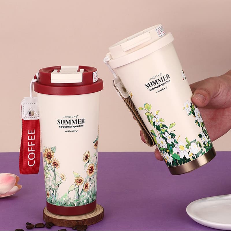 2026 novo produto verão aço inoxidável isolado xícara de café carro Linglan copo portátil duplo beber copo publicidade p