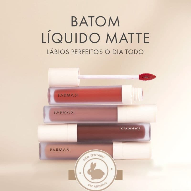 Batom líquido matte Farmasi 4ml, não transfere - orgânico, sem gluten ,vegano- várias cores,fácil aplicação nos lábios