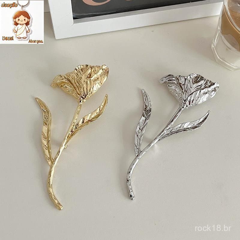 Vintage Grande Broche Forma De Folha Metal Flor Padrão Festa Wear Novo