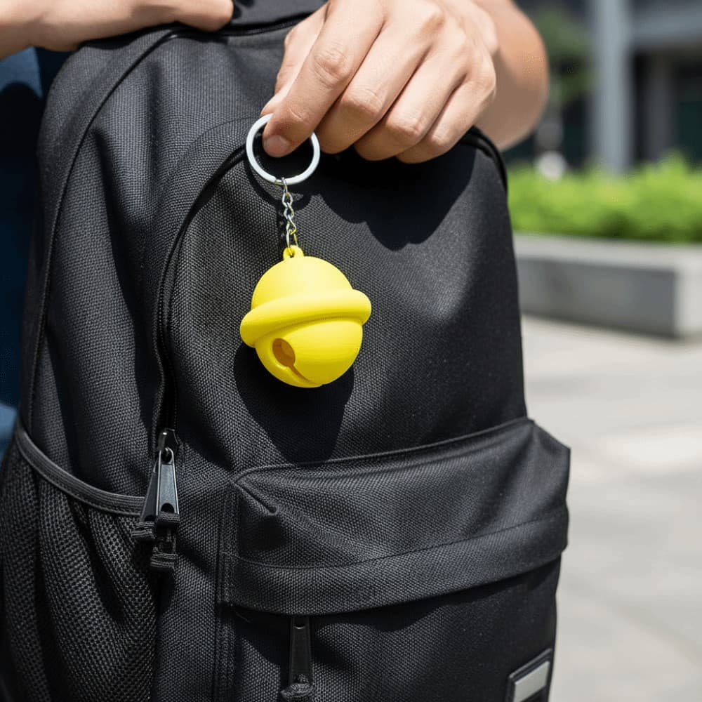 Chaveiro de silicone macio em formato de sino, porta-objetos portátil com argola de metal para moedas e doces.