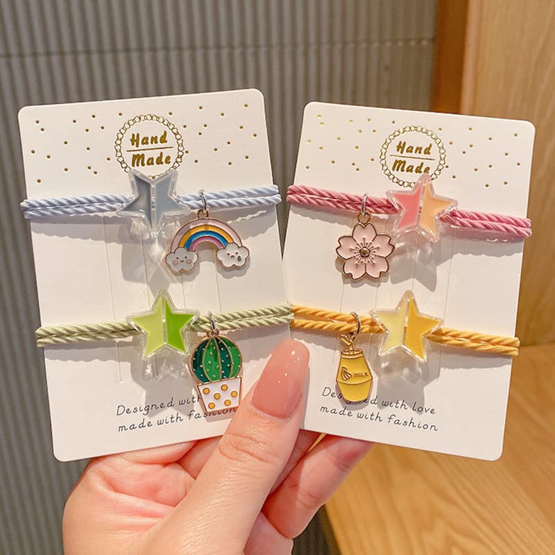 Versão coreana pulseira anel de cabelo dupla utilização bonito estrela de cinco pontas bandana