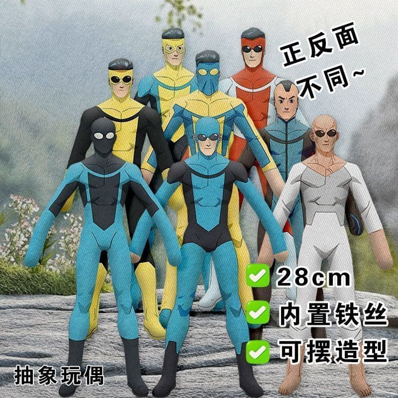 Boneco de Pelúcia Dobrável Invencível Omni-Man & Mark Grayson da SYXG, Brinquedo de Super-Herói com Estrutura de Arame A