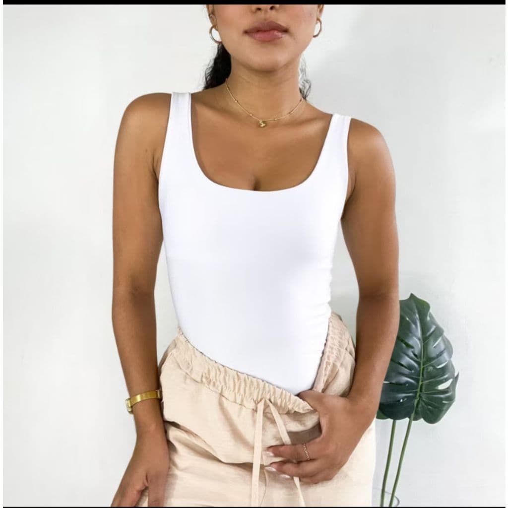 QUADRADO Body Bori Feminino Suplex Regata Alças Grossas Collant Decote Quadrado Básico Casual Dia Noite Trabalho Festa
