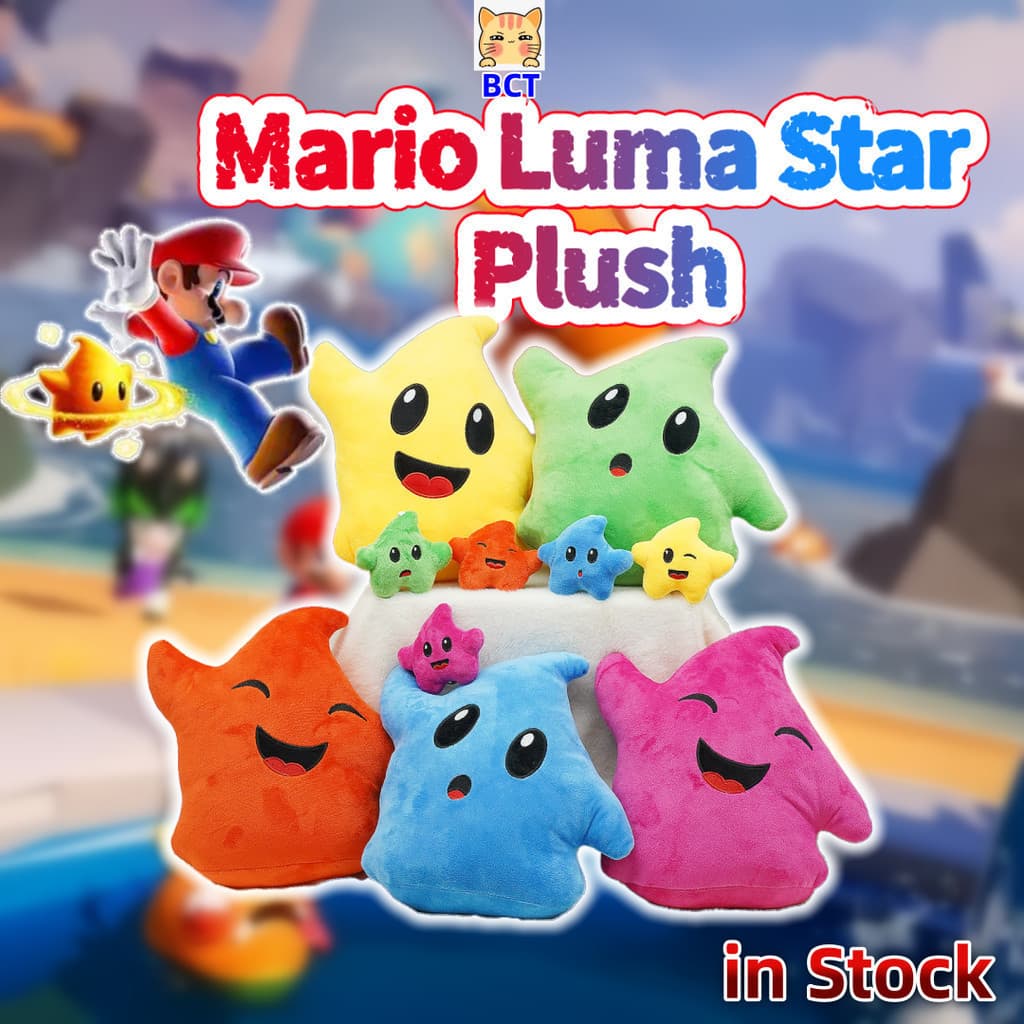 BCT Em Estoque Brinquedo de Pelúcia Mario Luma Star Almofada de Pelúcia de Desenho Animado Fofo Chaveiro para Bebê F27 K