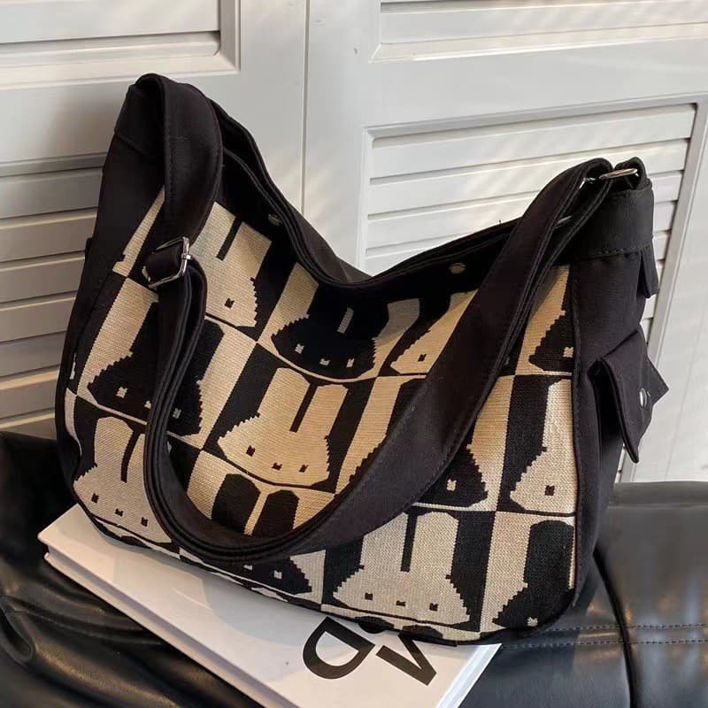 Bolsa de lona feminina de grande capacidade 2024 novo estilo trabalho portátil de um ombro estudante universitário class