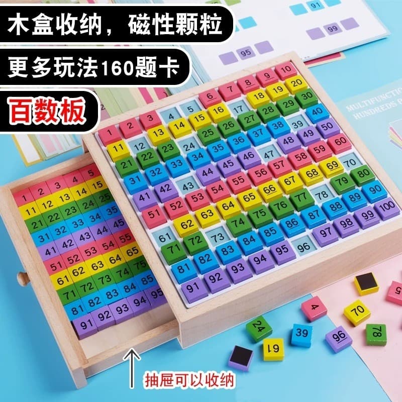 Quadro Magnético de Números de 1 a 100, Brinquedo Educacional Montessori para o Desenvolvimento do Raciocínio Matemático