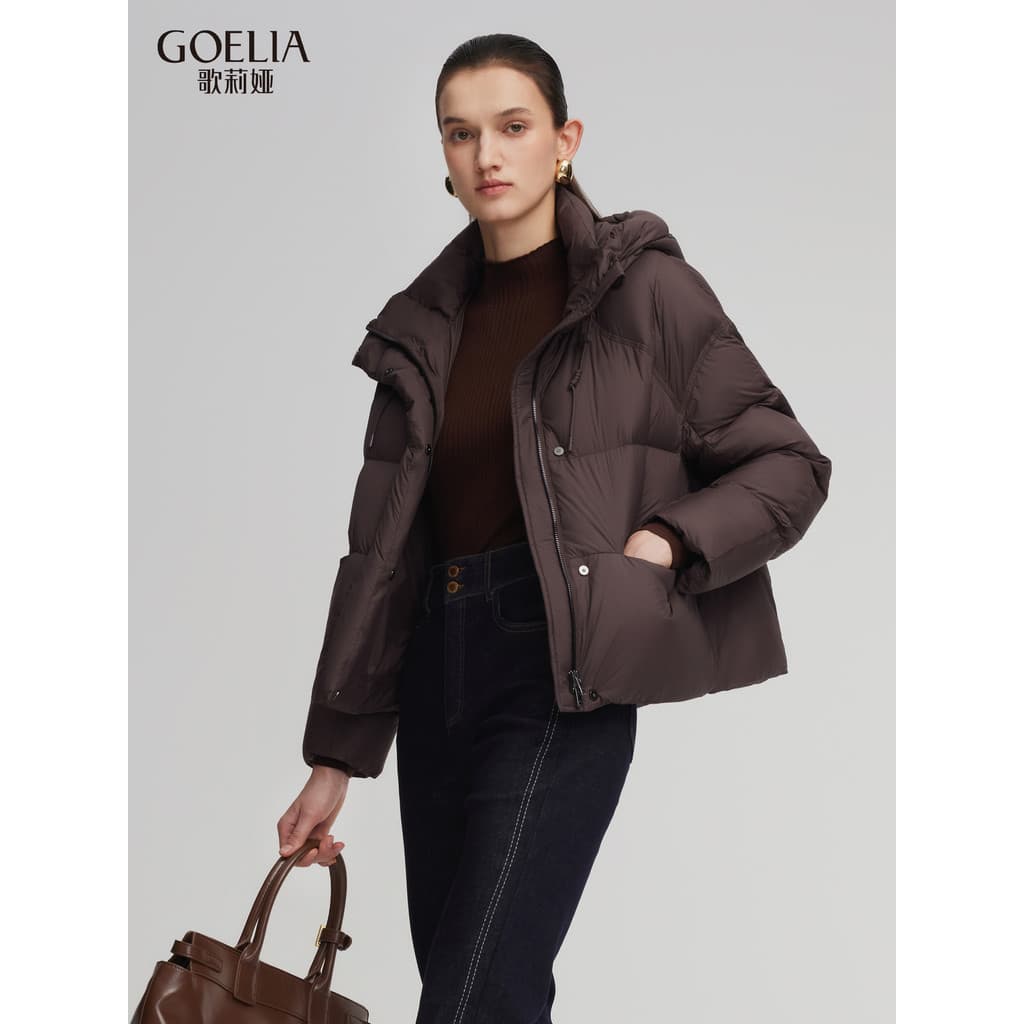 [95 Veludo Branco] Gelia Jaqueta Leve Feminina Inverno Novo Estilo Jaqueta de Pão Grosso Jaqueta com Capuz