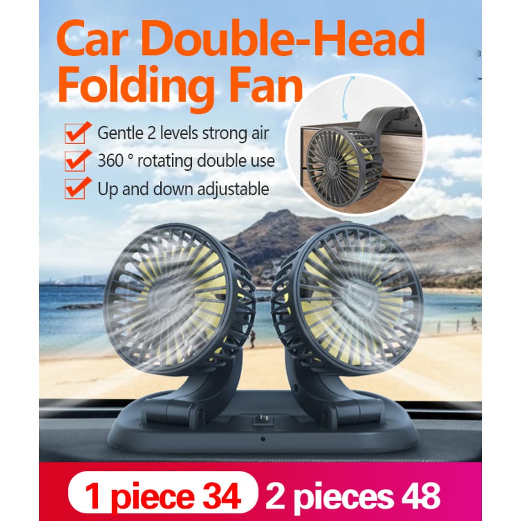 【Alta Eficiência】Quạt gấp hai đầu JS- Car Ventilador de Carro/Ventilador para Veículos