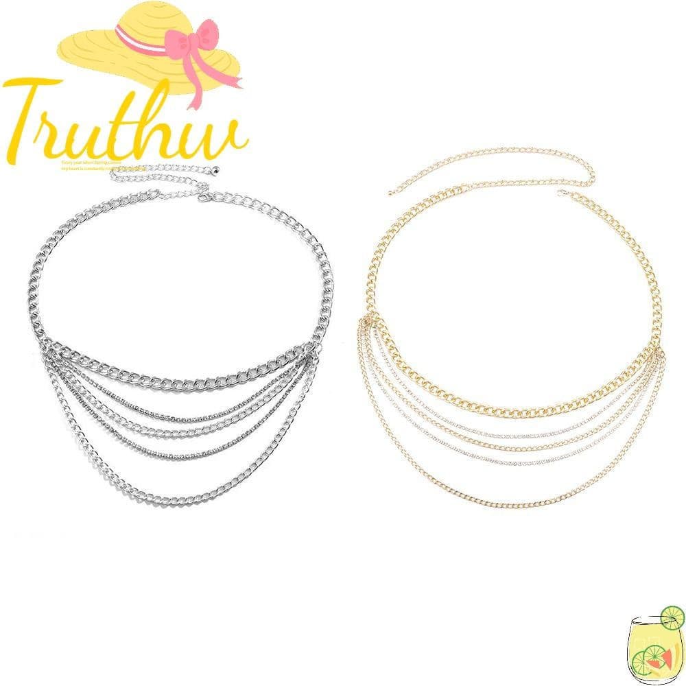 Colar De Corrente Corporal TRUTHW , De Cintura De Biquíni De Metal Com Diamante E Pingente De Hip Hop , Joias De Ajustáv