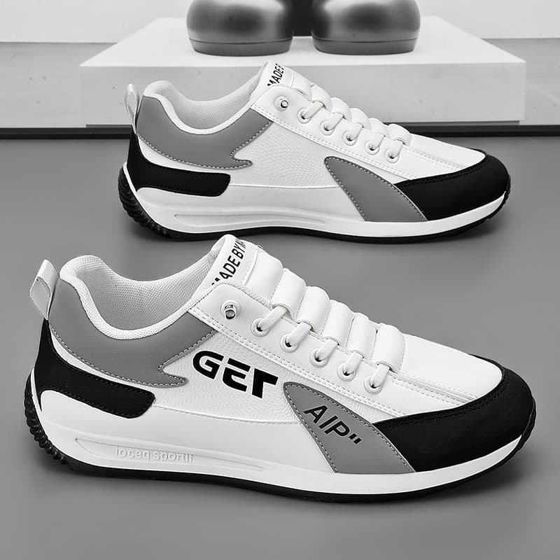 Sapatos casuais slip-on de sola grossa para homens, tênis casuais brancos para corrida, sapatos leves de primavera para