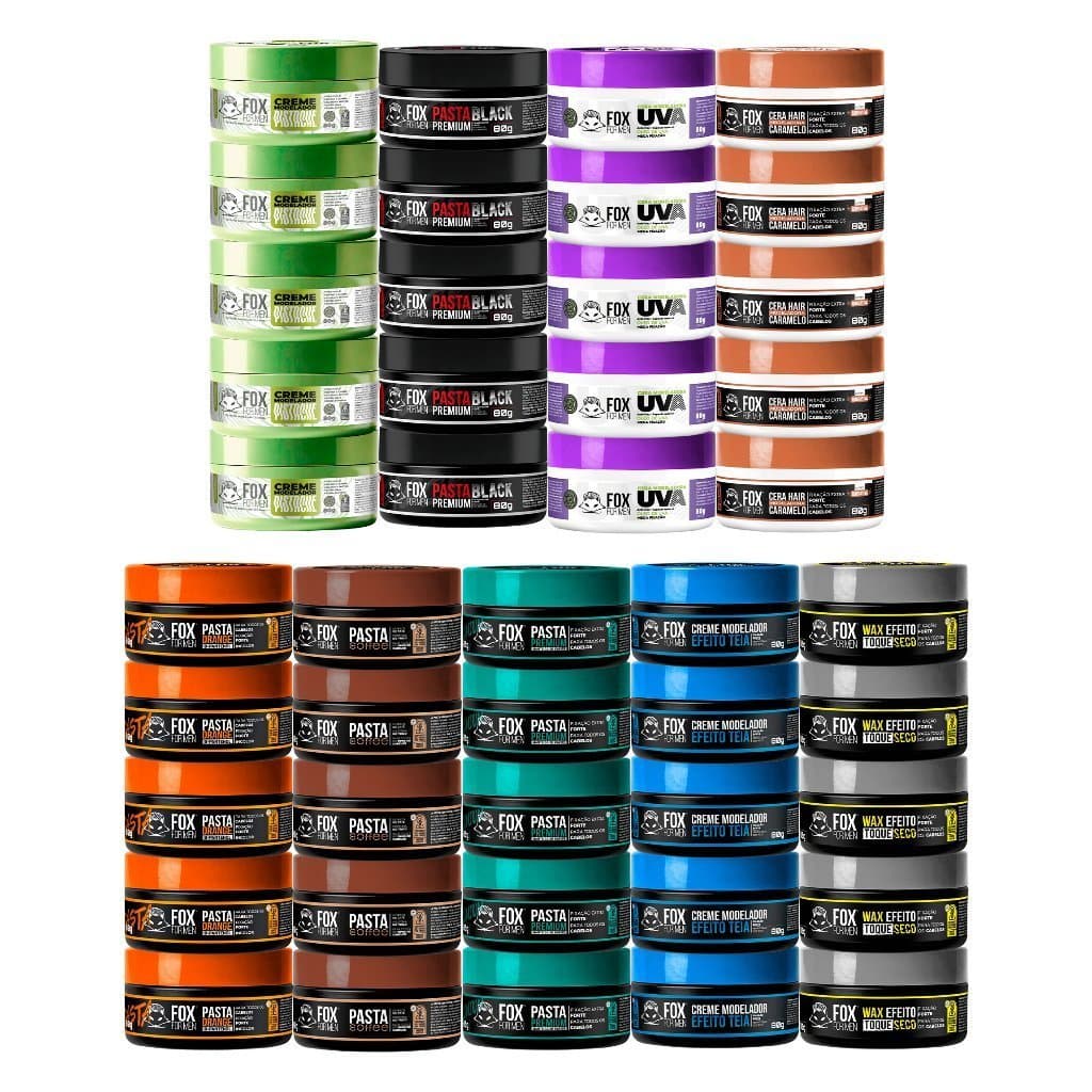 PASTA FOX FOR MEN 80GR - 15 UNIDADES - ESCOLHA SEU KIT REVENDA BARBEARIA