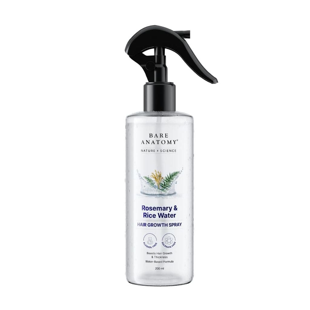 Bare Anatomy Nature x Science Spray de Água de Alecrim para Crescimento e Espessura do Cabelo, Contém Água de Arroz |
