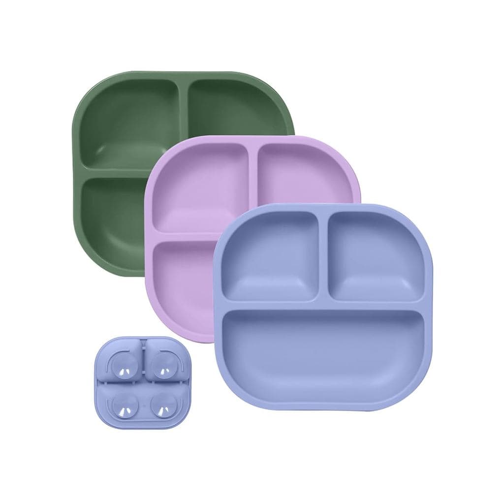 Pratos de Sucção Poderosos BABELIO para Bebês e Crianças, 100% Silicone de Grau Alimentício, Divididos, Livres de BPA, S