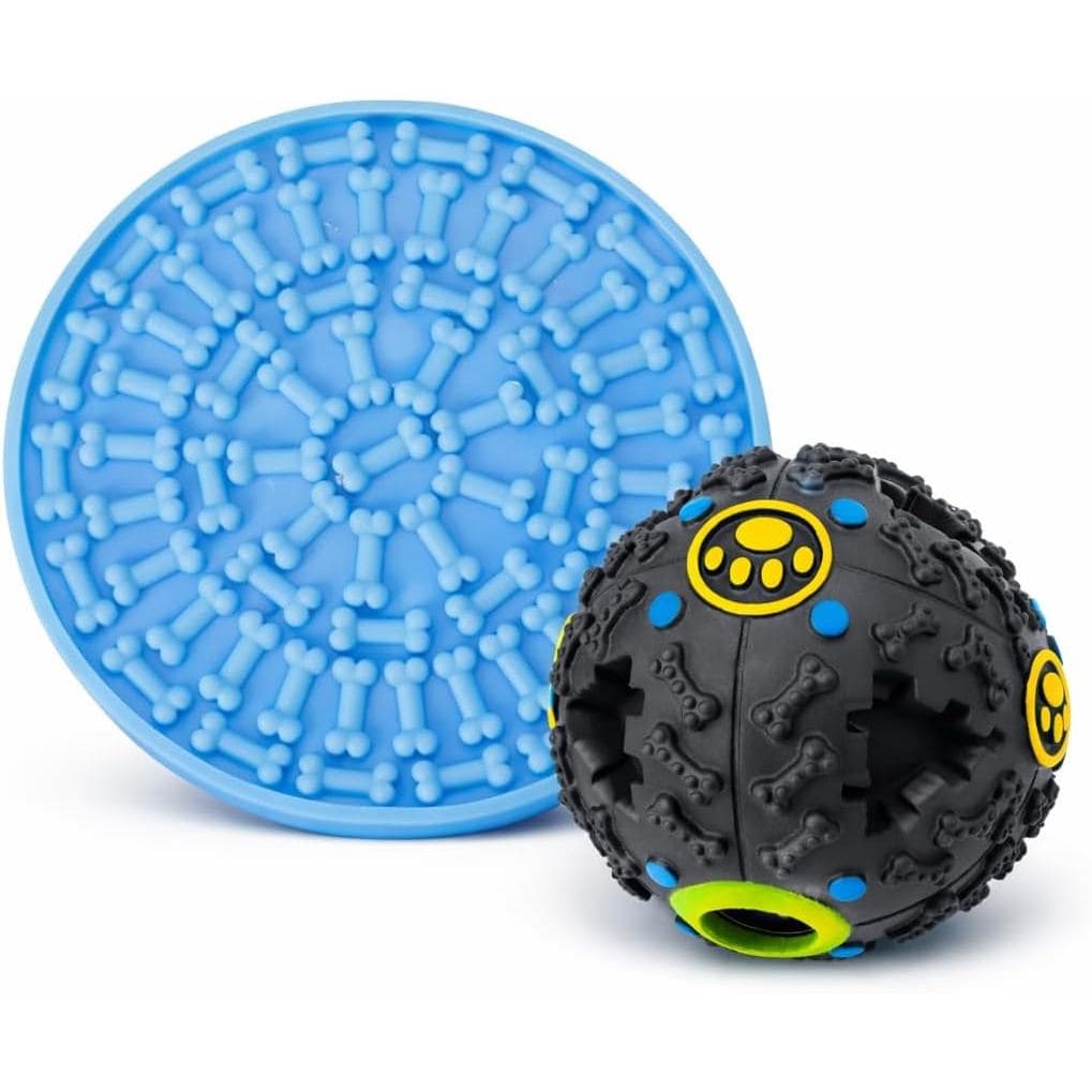 Kit Tapete Lambedor Pet Bola De Petisco Comedouro Lento Silicone