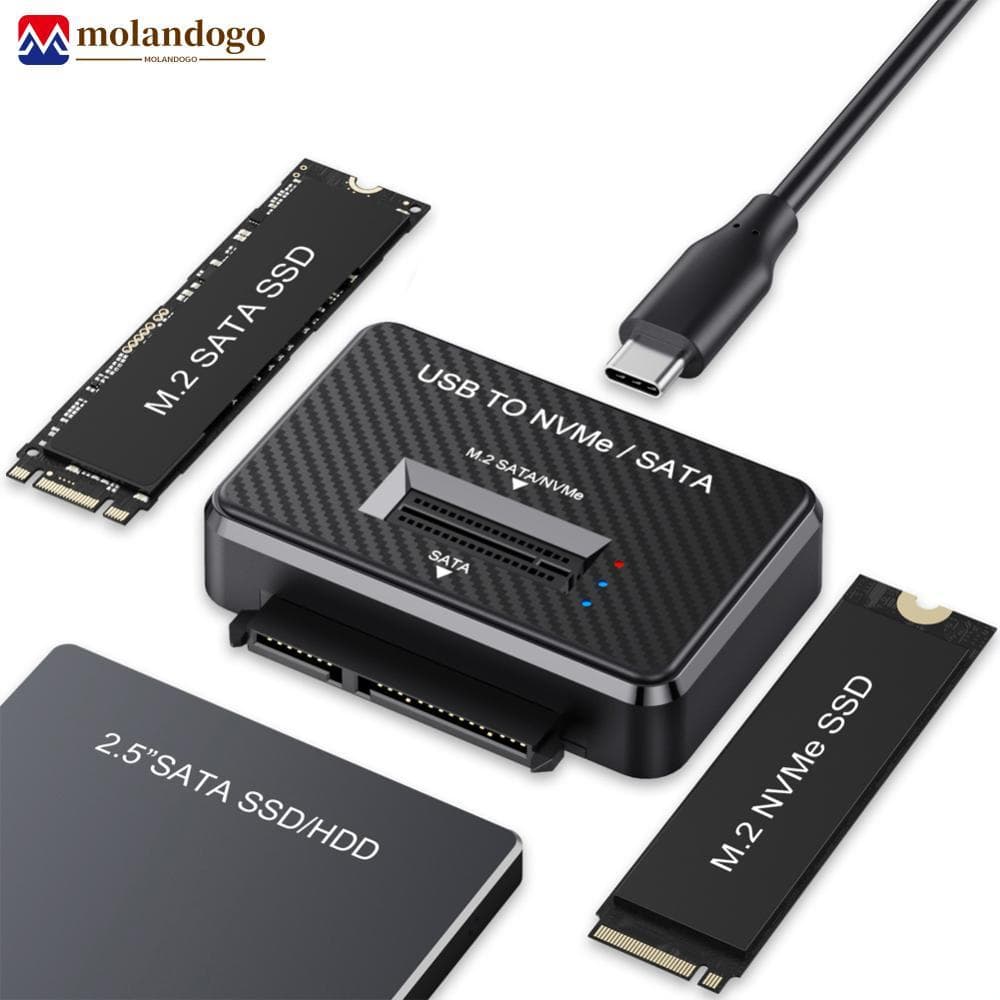 Leitor SSD MOLANDOGO M . 2 NVMe SATA Protocolo Duplo USB 3.1 10 Gbps Base De Acoplamento Externa Suporta 2230 2242 2280