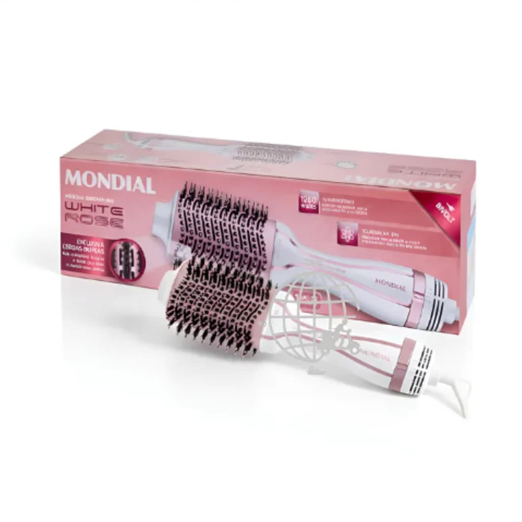 Escova Secadora e Alisadora Mondial ES-50 White Rose Line 1200W Bivolt