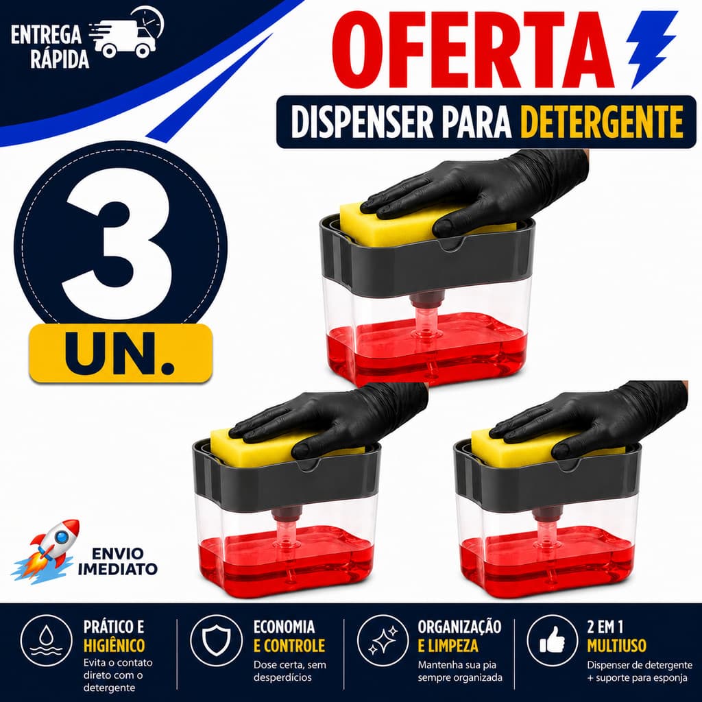 PORTA ESPONJA COM DISPENSER DETERGENTE PARA COZINHA CASA APARTAMENTO