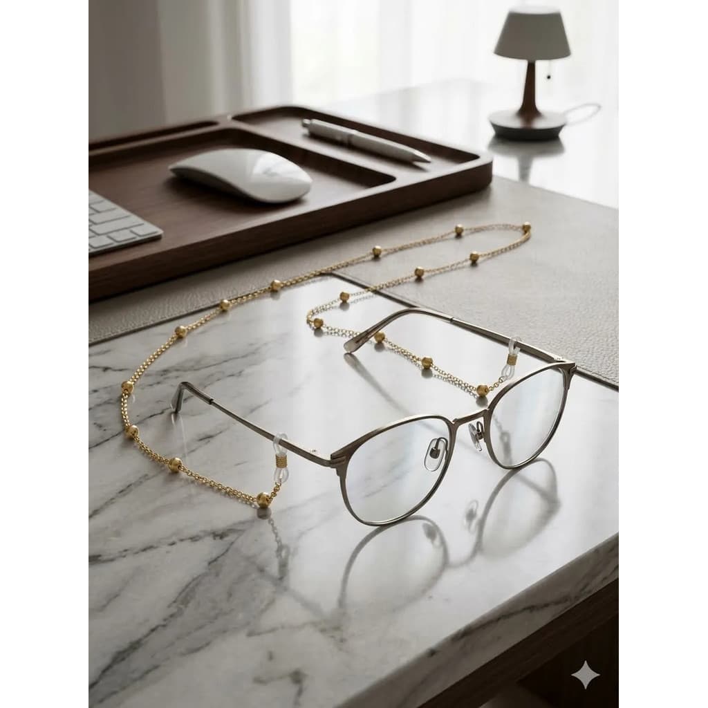 Cordão Corrente Colar Segura Salva Óculos Bolinha Delicada Elegante Dourado / Prateado