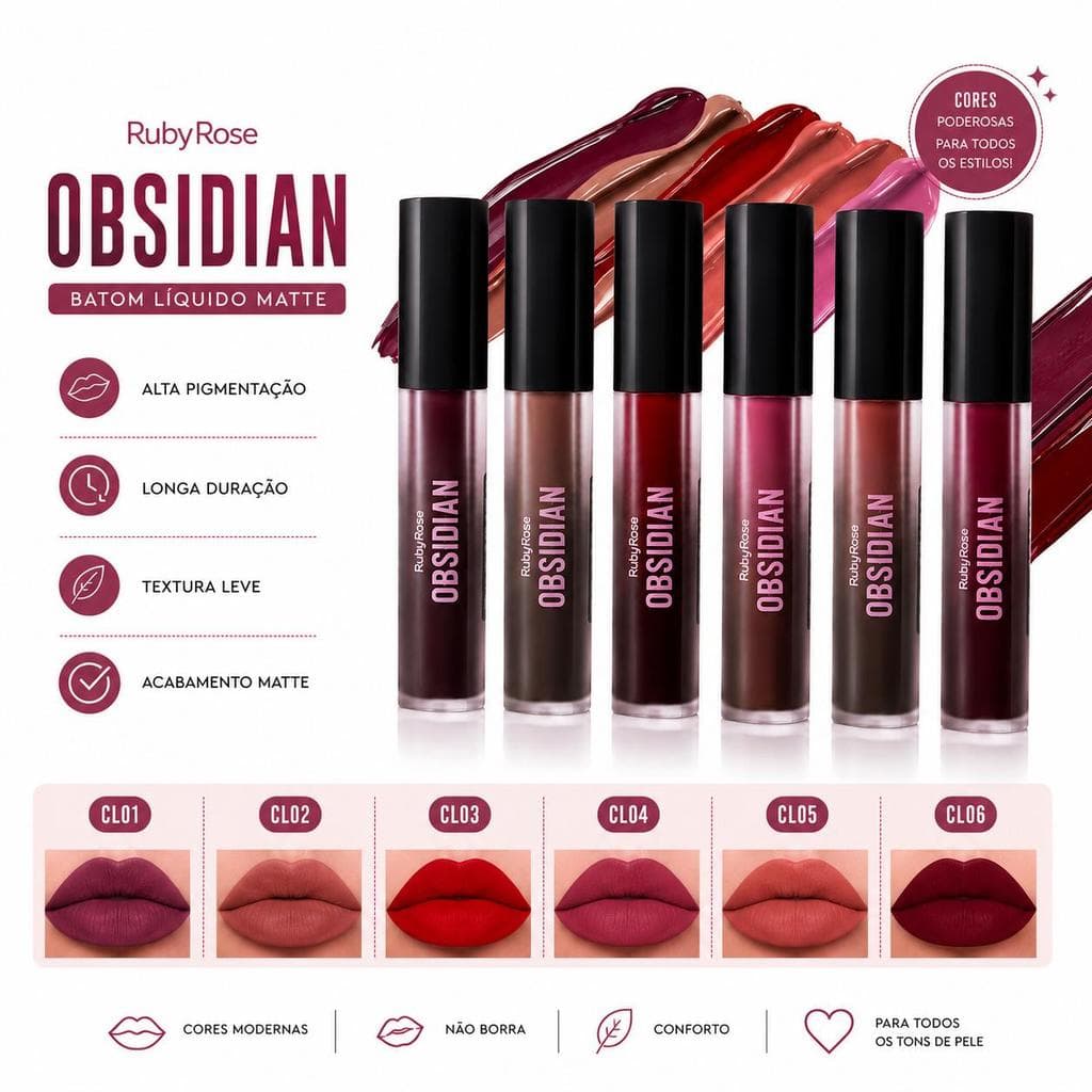 Batom Líquido Cremoso Crème Lip OBSIDIAN BY RUBY ROSE