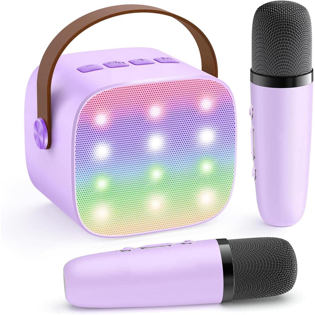 Máquina de Karaokê Infantil YLL, Mini Alto-Falante Portátil, com 2 Microfones Sem Fio, Presente de Alta Qualidade para C
