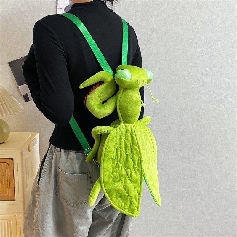Mantis mochila bonito simulação mantis boneca mochila dos desenhos animados saco de escola inseto de pelúcia engraçado s