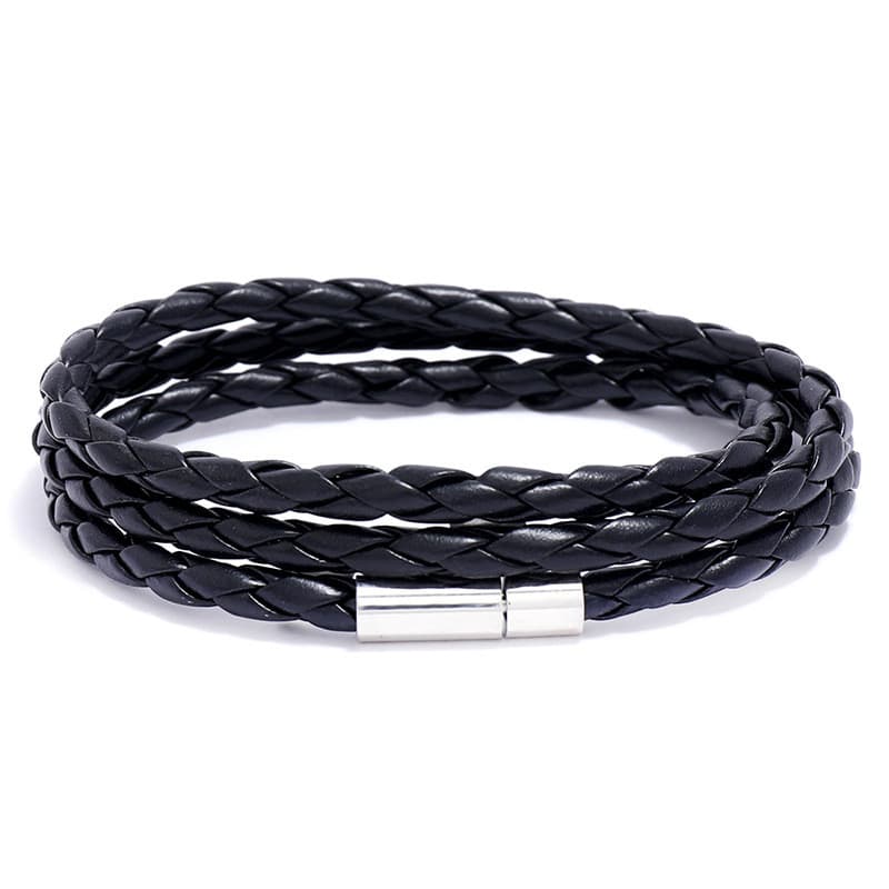 Moda única tendência japonês coreano trançado pulseira de couro simples Multi-círculo mão corda feminino estudante namor