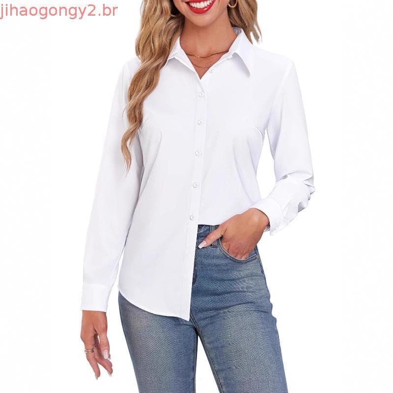 Kit 4 Csete Social Feminina Manga Longa Com Elastano Blusa Social Feminina Premium