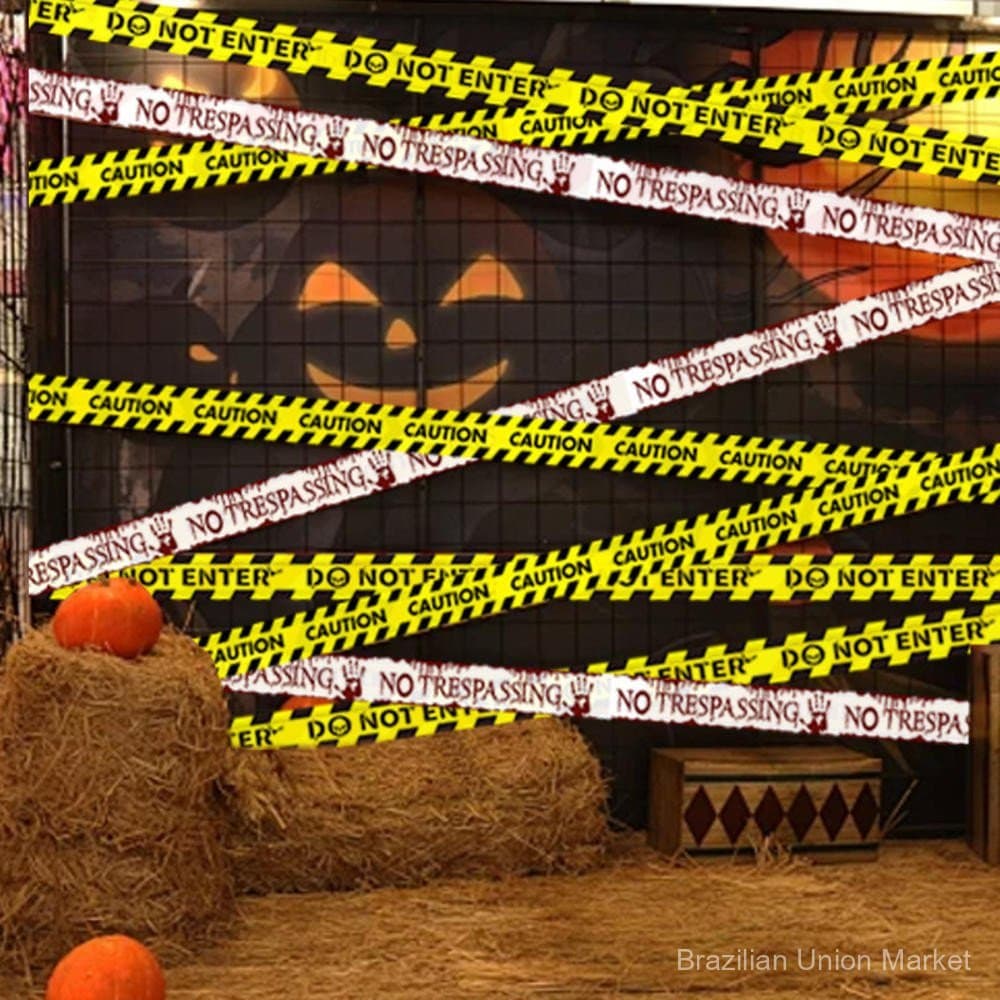 Fita decorativa de Halloween, adequada para decorações de cenas de crime em festas de terror internas/externas.