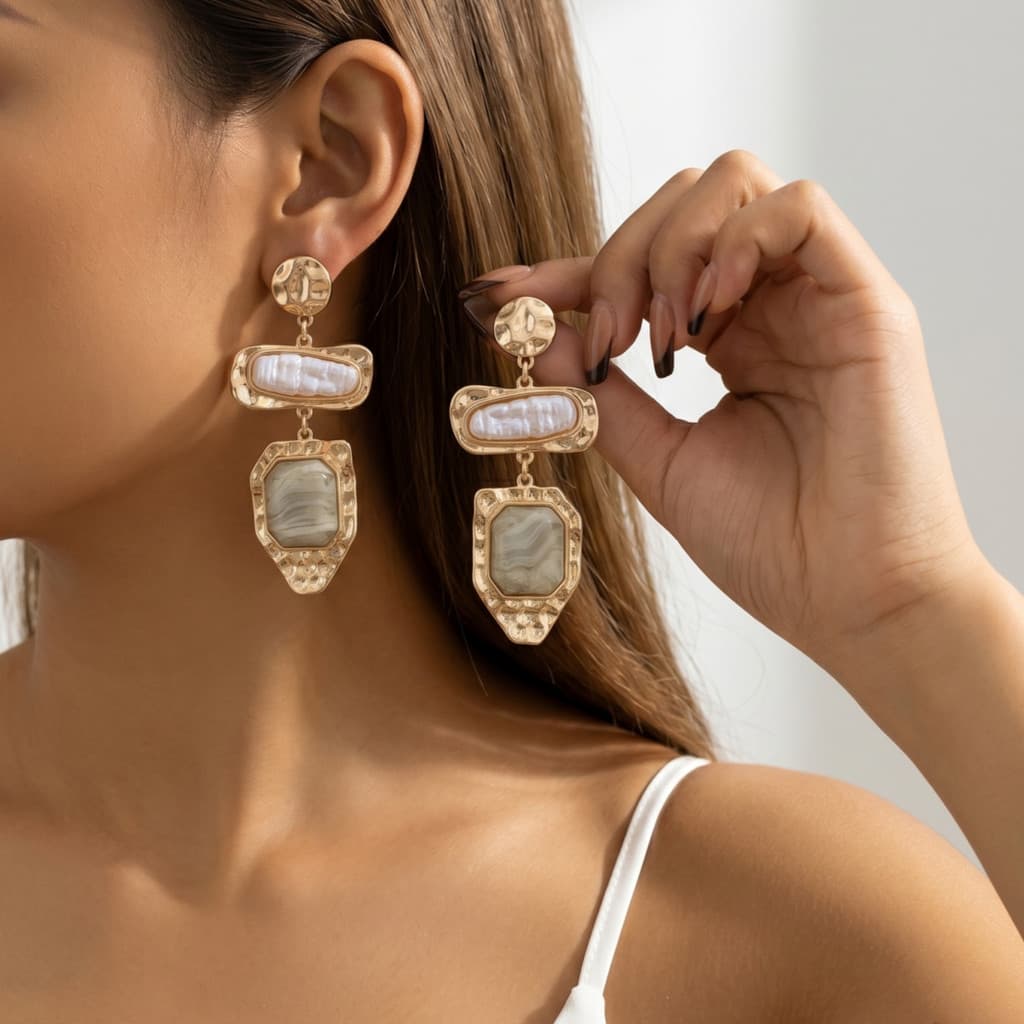 Retro especial-em forma de pérola geométrica em forma de cobre banhado a ouro Real brincos exagerados exclusivos feminin