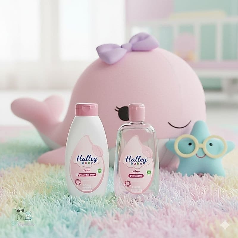 Halley Baby Kit Talco Cheirinho de bebê 200g e Óleo Puríssimo Halley Baby Rosa 210ml