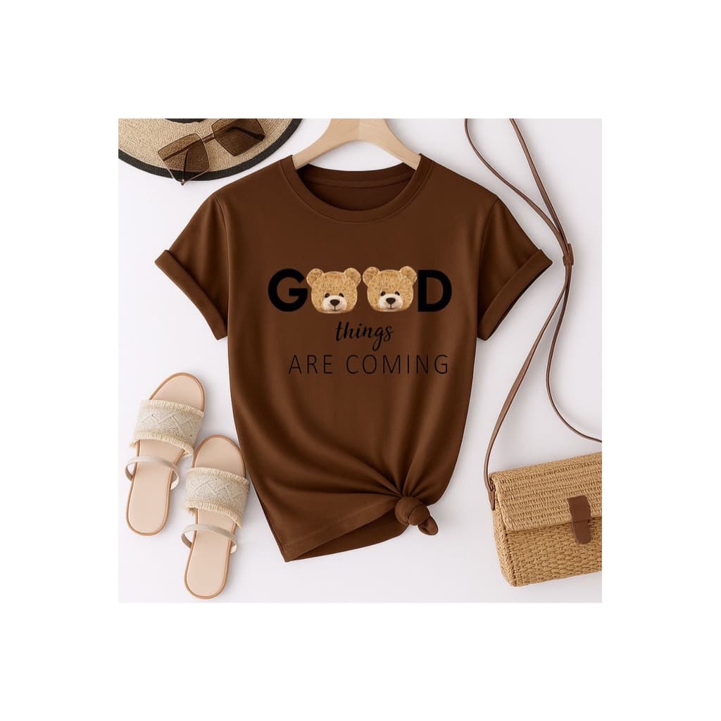 Camiseta Feminina com estampa Good Ursinho 100% Algodão Premium Casual Minimalista