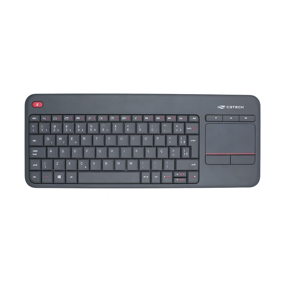 Teclado Sem Fio com Touchpad C3Tech K-WT200BK Wireless 2.4GHz para Smart TV, PC e Notebook