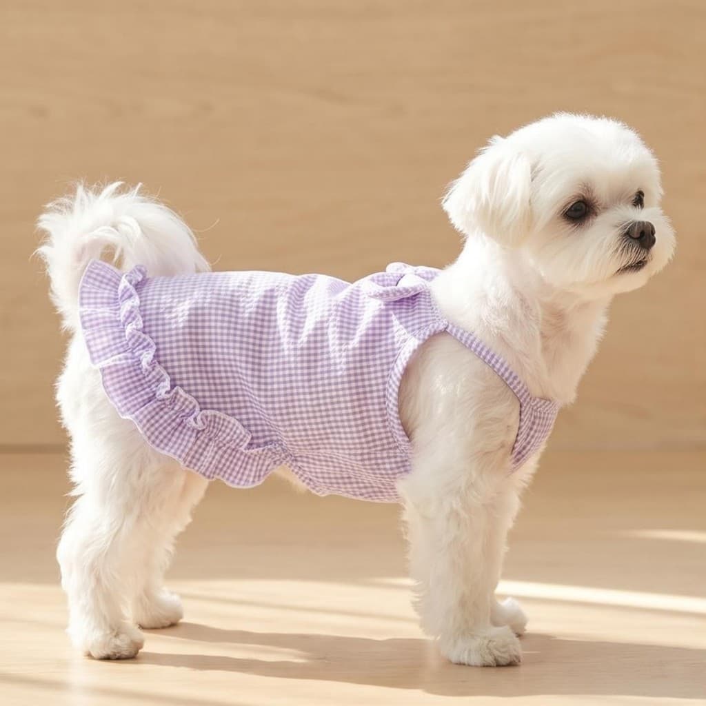 Verão Roupas Para Animais De Estimação Cães Pequenos Bonito Babados Listrado Tanque Superior Respirável Malha Com Nervur