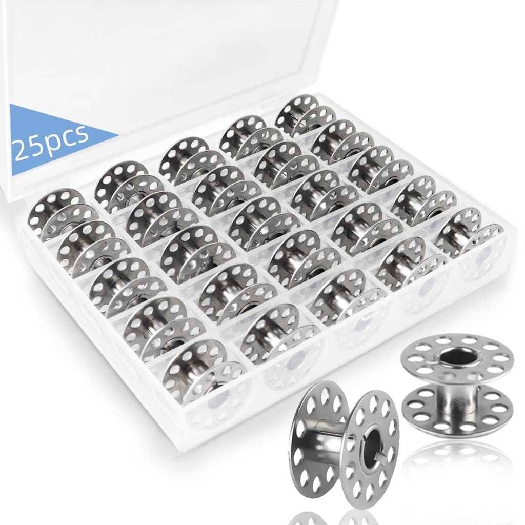 Kit Com 25 Bobinas Carretilha Alta De Metal + Estojo