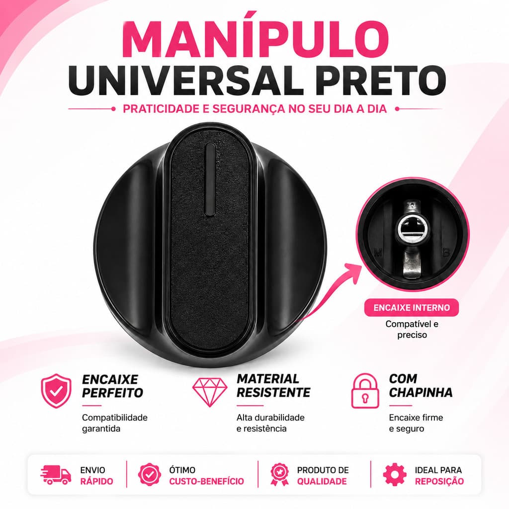 Botão Manípulo para Fogão Brastemp Consul Clean Boca e Forno CFO4 CFS5 CFS6