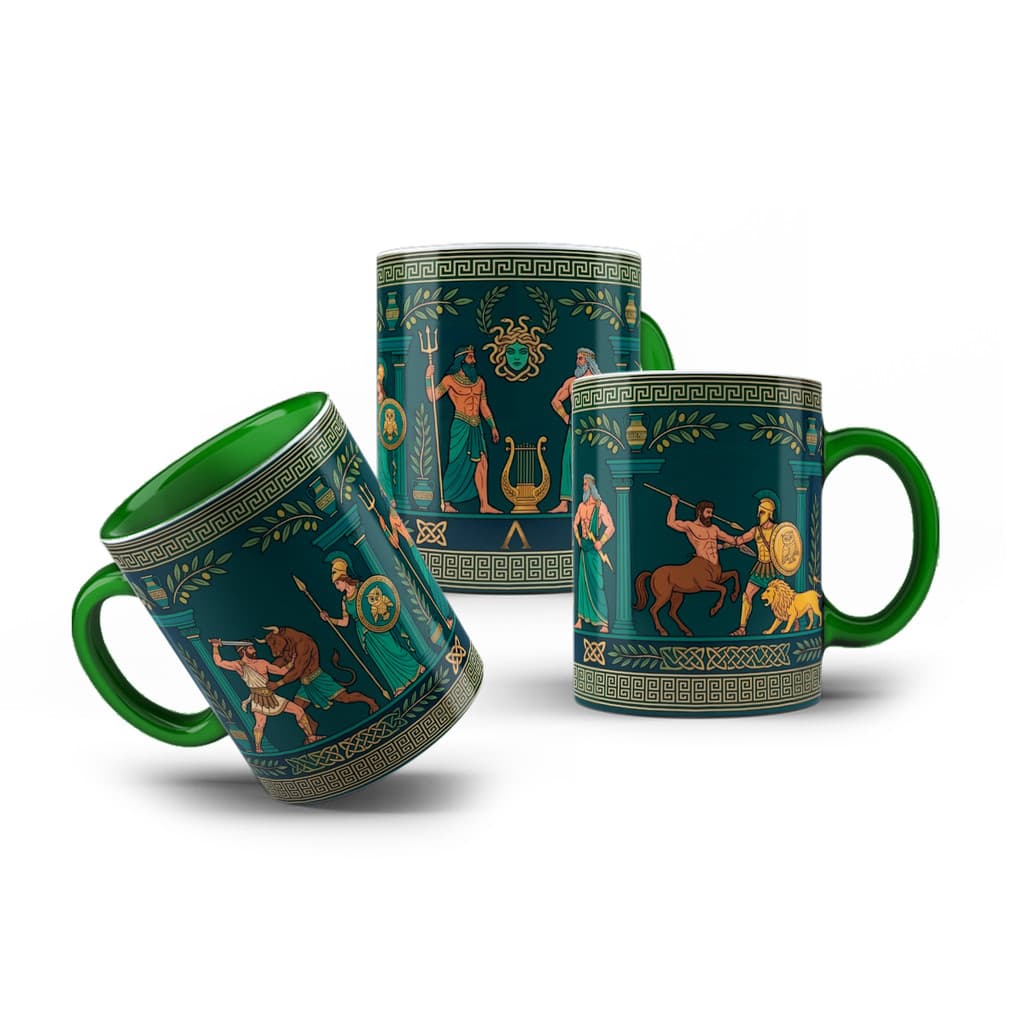 Caneca de Porcelana Arte Greco Romana Mitologia Grega 325mL